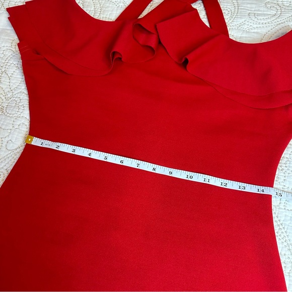 Lumiere red ruffle cutout bodycon midi dress - Picture 4 of 7